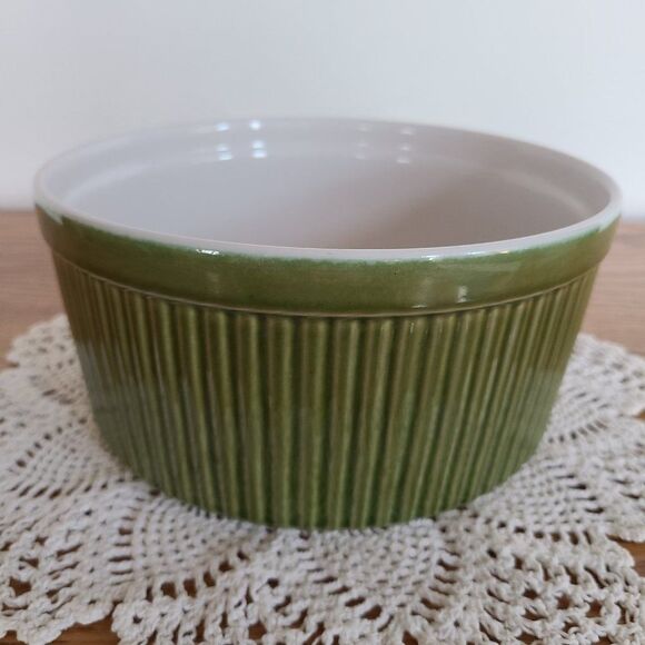Over and Back Ceramic Soufflé Green Baking Dish Large Ramekin Made in Portugal - Picture 5 of 11